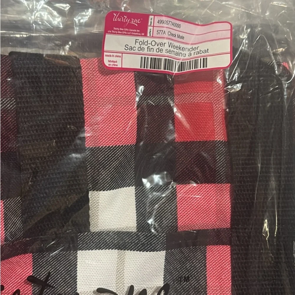 Thirty-One Pink and Black Fold-Over Weekender